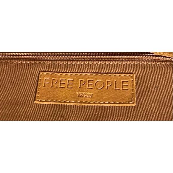 Free People Distressed Tan Color Vegan Leather Full Zip Wallet Wristlet Clutch - Picture 4 of 4